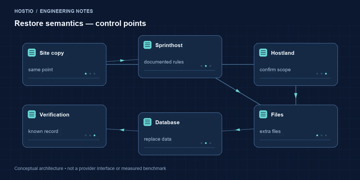 Sprinthost или Hostland: резервирование файлов и восстановление сайта: схема компонентов